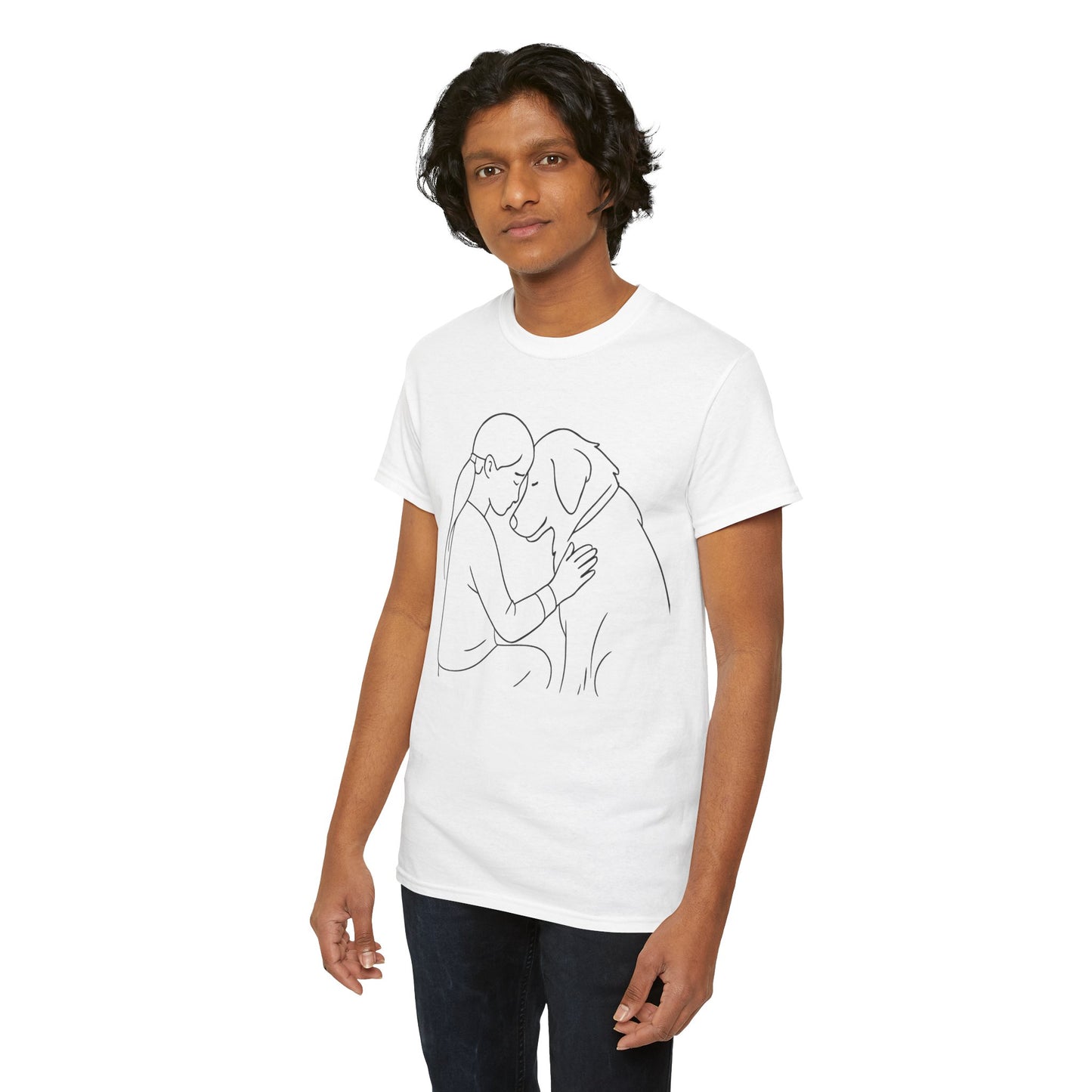 T-Shirt Minimalist Dog & Human Graphic, Ethical & Eco-Friendly Gift for Pet Lovers