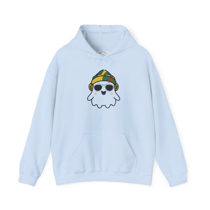 Cool Ghost Hoodie – Retro Cartoon Ghost with Headphones & Sunglasses | Unisex Streetwear, Music Lover Gift