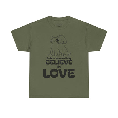 Animal Lover T- shirt. Cat and Dog Companionship Graphic, Rescue Support