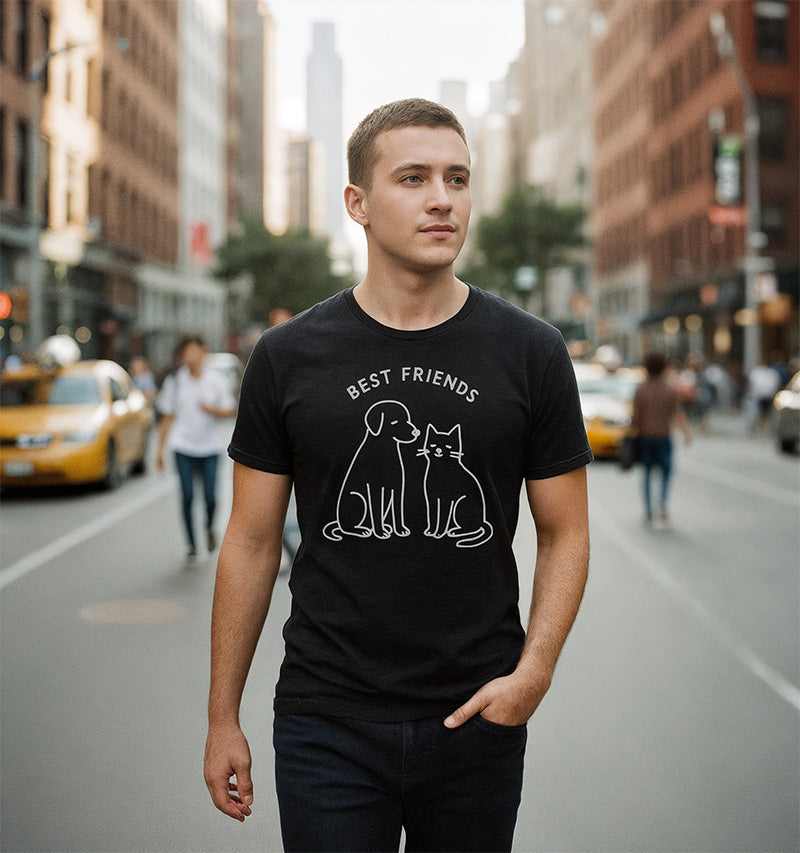 Best Friends Cat & Dog Graphic T-shirt – Pet Lover Gift