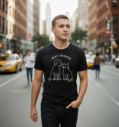 Best Friends Cat & Dog Graphic T-shirt – Pet Lover Gift