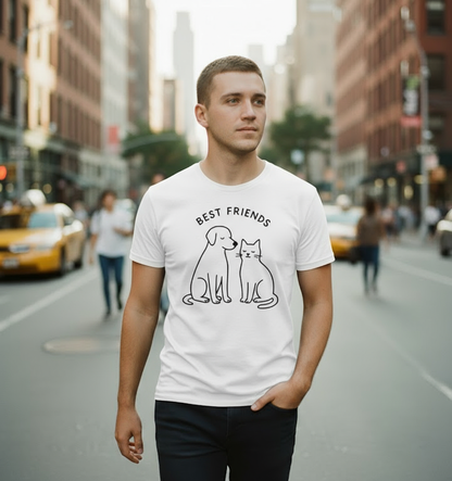 Best Friends Cat & Dog Graphic T-shirt – Pet Lover Gift