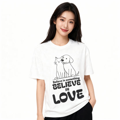 Animal Lover T- shirt. Cat and Dog Companionship Graphic, Rescue Support