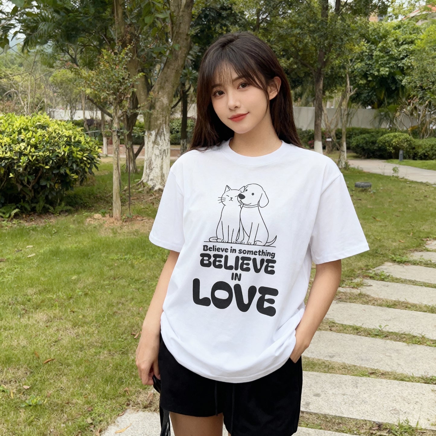 Animal Lover T- shirt. Cat and Dog Companionship Graphic, Rescue Support