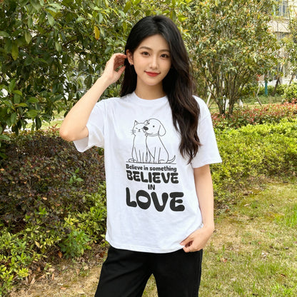 Animal Lover T- shirt. Cat and Dog Companionship Graphic, Rescue Support