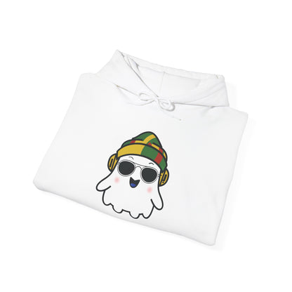 Cool Ghost Hoodie – Retro Cartoon Ghost with Headphones & Sunglasses | Unisex Streetwear, Music Lover Gift