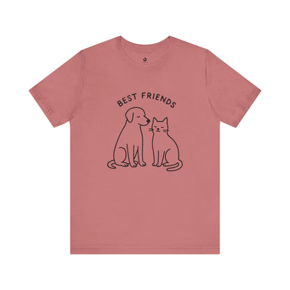 Best Friends Cat & Dog Graphic T-shirt – Pet Lover Gift