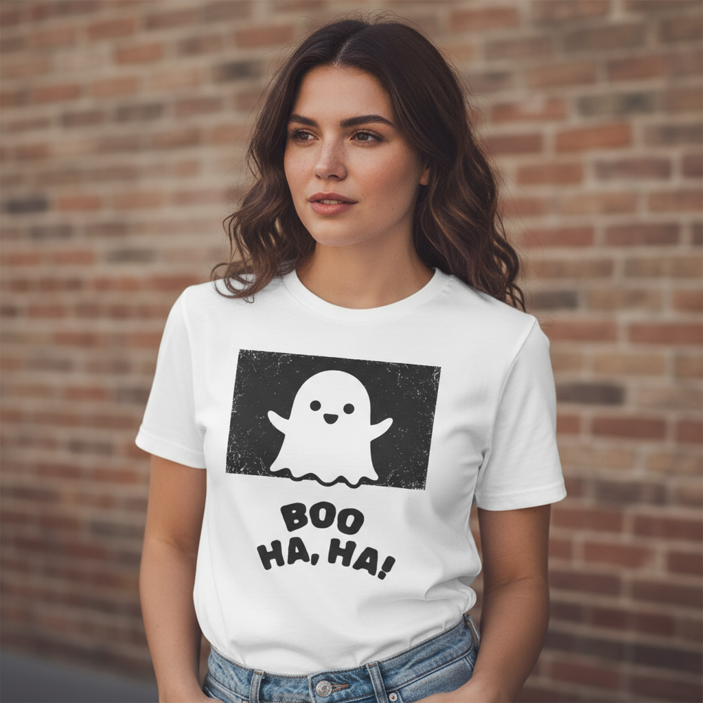 Funny Halloween Ghost T‑Shirt – “BOO HA, HA!” Graphic Design | Unisex Spooky Season Tee