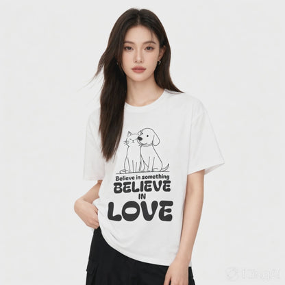 Animal Lover T- shirt. Cat and Dog Companionship Graphic, Rescue Support